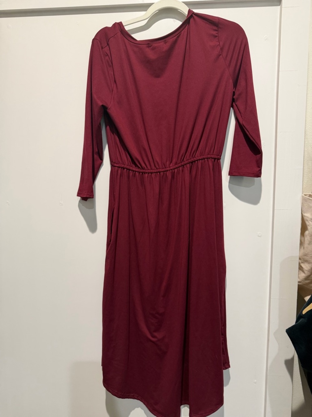 Women's Burgundy Long Sleeve Midi Dress